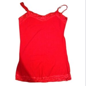 Women's Red Lace Trim Camisole